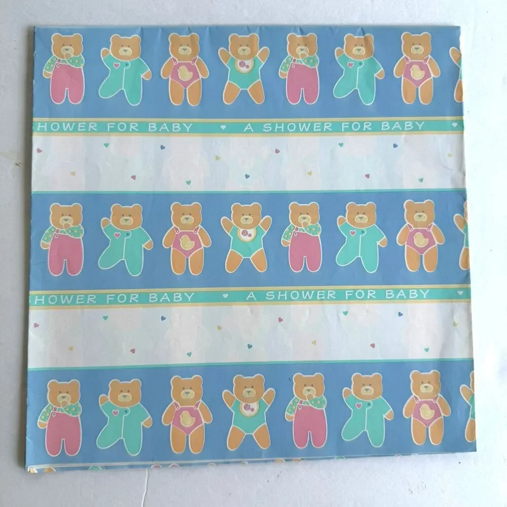 Vintage Teddy Bear Gift Wrapping Paper 4 Designs Baby Shower Juvenile Sailboats